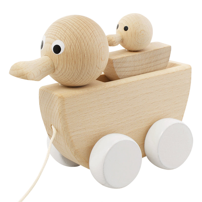 Wooden Pull Along Duck With Duckling - Gretel