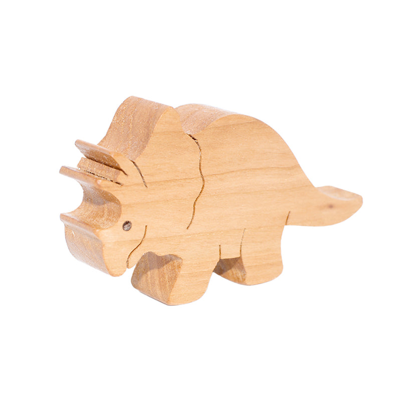 Wooden Triceratops Figure