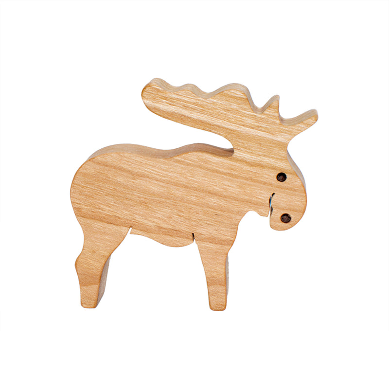 Wooden Moose Figure