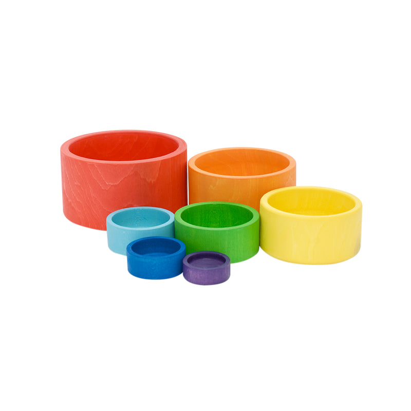 Wooden Stacking Bowls - Rainbow