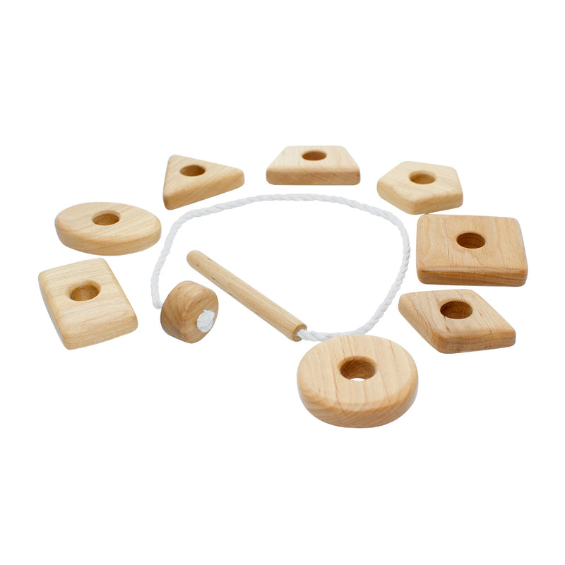 Wooden Lacing Toy With Geometric Shapes