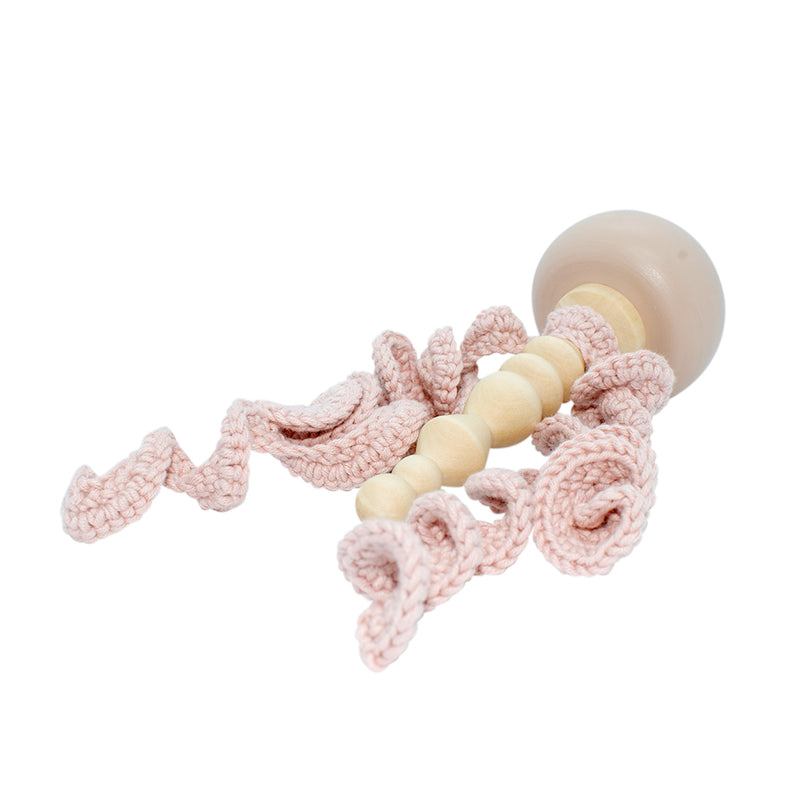 Wooden Crochet Jellyfish Rattle
