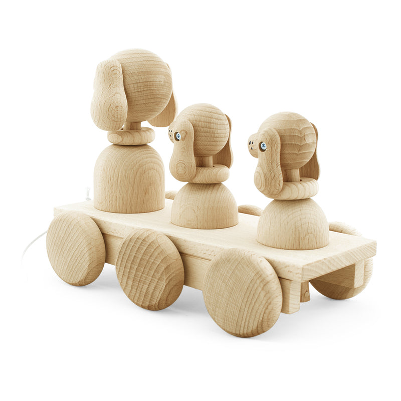 Wooden Toy Pull Along Dog Family