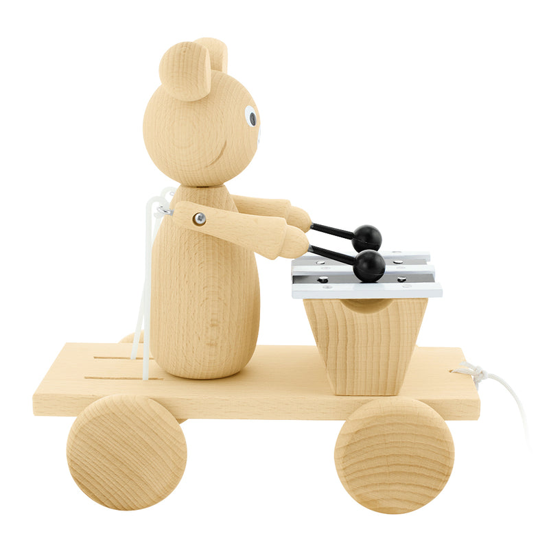 toy wooden pull along bear