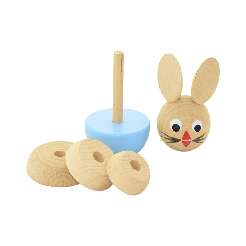 wooden rabbit stacking puzzle toy
