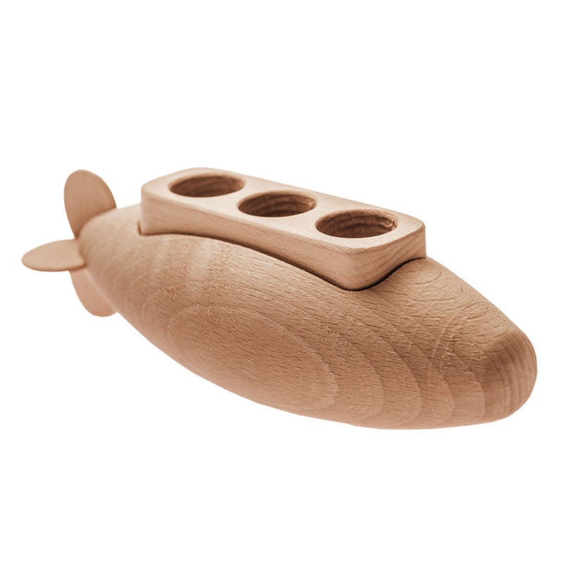 handcrafted wooden toy submarine