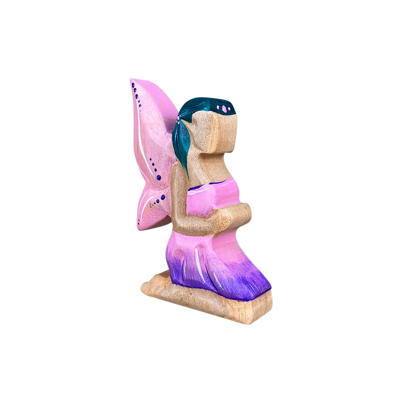 Wooden Fairy Kneeling - Pink