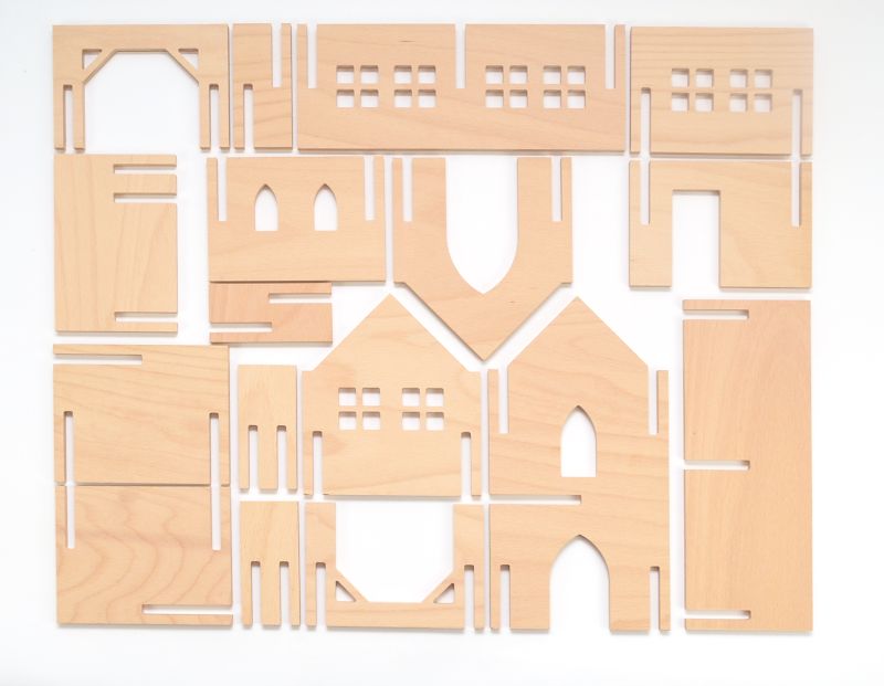 Wooden Village with Church - Large Set