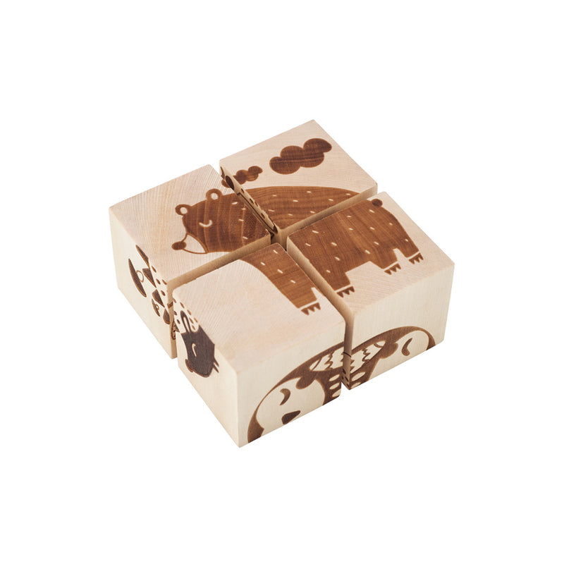 Wooden Cube Puzzle - Animals