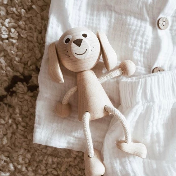 Wooden Toy Dog Figure | Happy Go Ducky