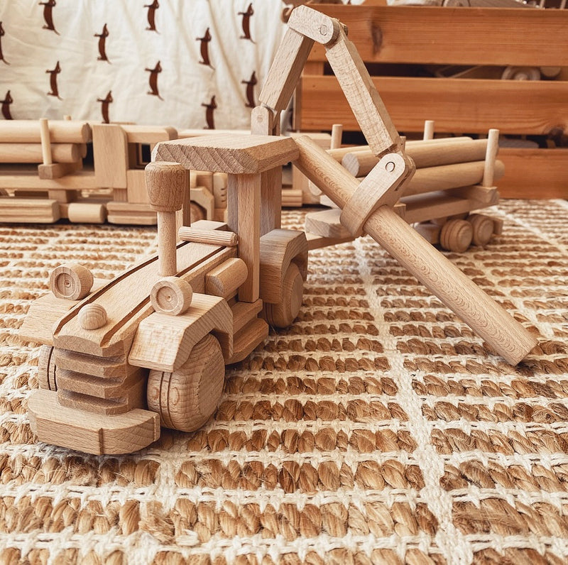 Wooden Toy Tractor With Logs