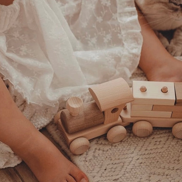 Wooden Train With Stacking Blocks - Esme