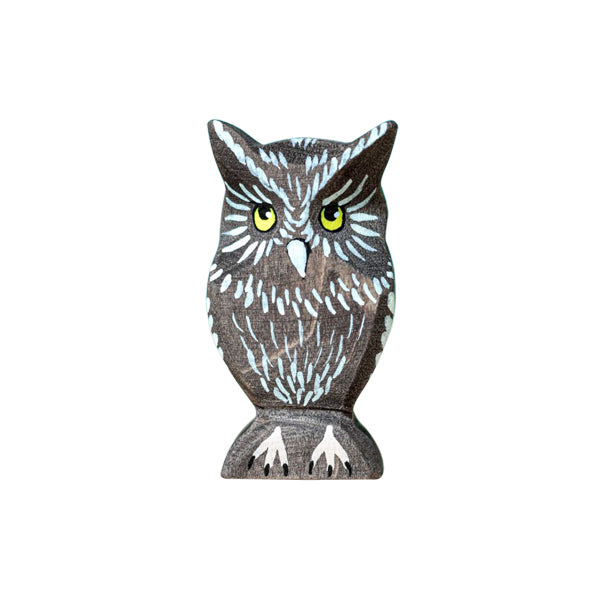 Wooden Owl Figure - Grey