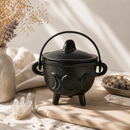 Cast Iron Cauldron With Lid - Black