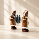 Wooden Eskimo Girls With Fish Set