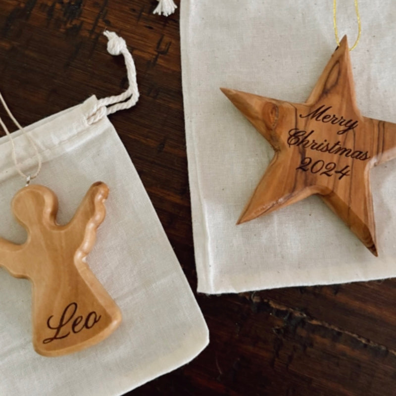 Wooden Personalised Christmas Ornament - Angel