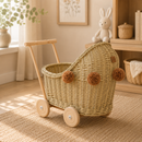Wicker Dolls Pram - Gold