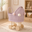 Wicker Dolls Pram High - Dusty Pink