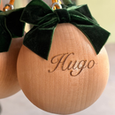 Wooden Personalised Christmas Ornament - Ball With Bow