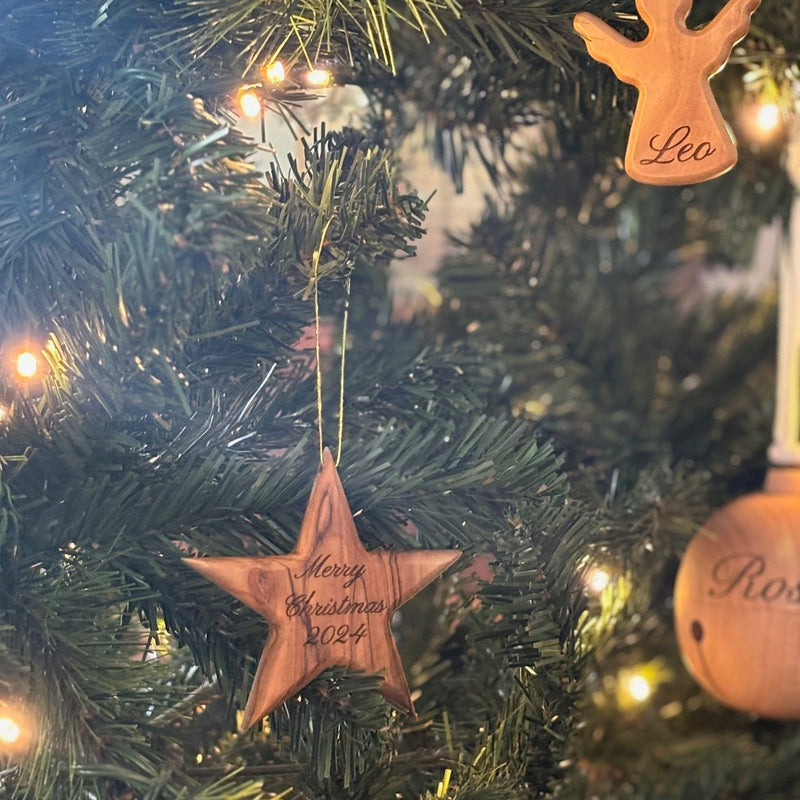 Wooden Personalised Christmas Ornament - Star