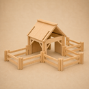 Wooden Farm Shelter with Fencing - Medium Set