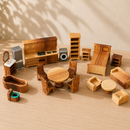Wooden Dollhouse Furniture - 19 Piece 'Rose' Set