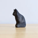 Wooden Sitting Cat - Black