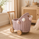 Wicker Dolls Pram - Dusty Pink