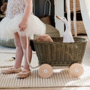 Wicker Pull Cart - Khaki