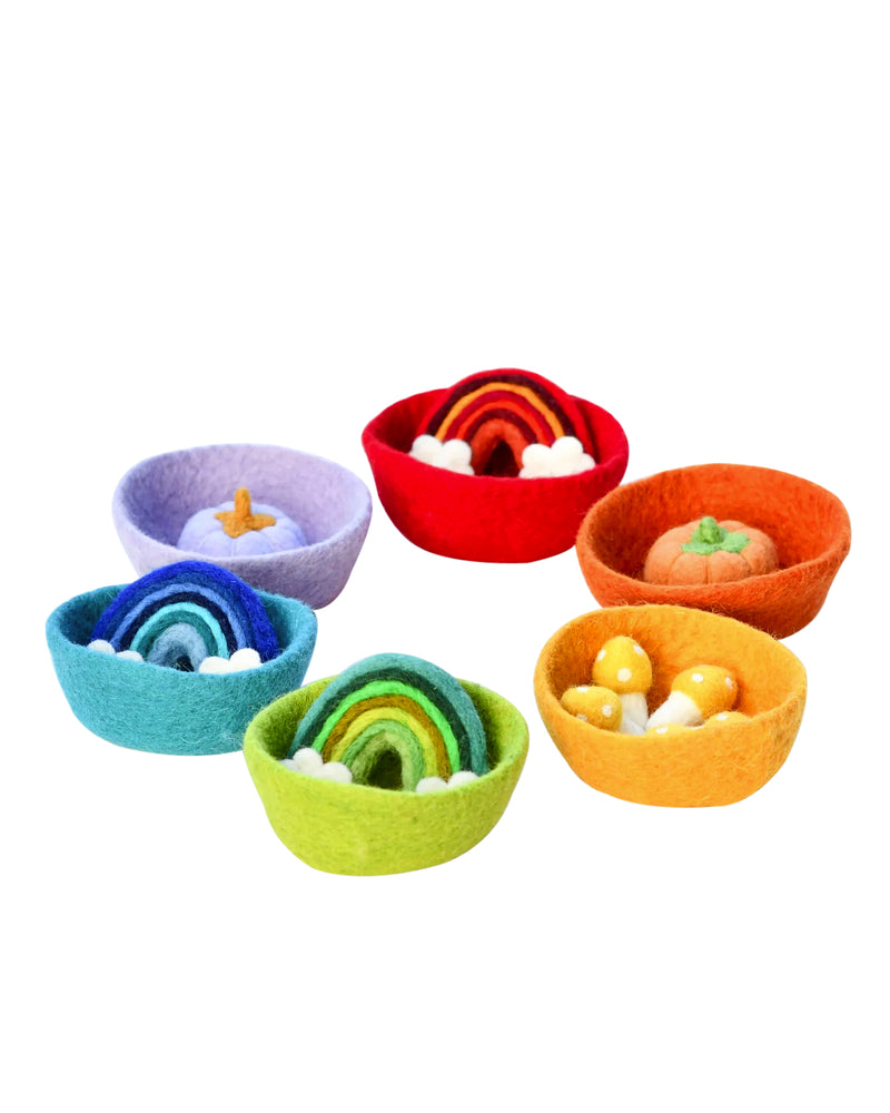 Felt Colourful Sorting Bowls - Set Of 6