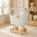 Wicker Dolls Pram High - White