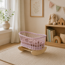 Wicker Doll Cradle - Dusty Pink