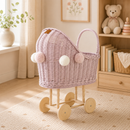 Wicker Dolls Pram High - Dusty Pink