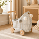 Wicker Dolls Pram - White