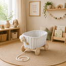 Wicker Pull Cart - White