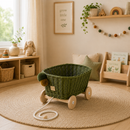 Wicker Pull Cart - Khaki