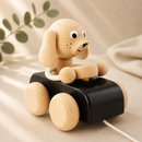 Wooden Pull Along Dog In Car - Jude