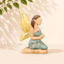 Wooden Fairy Kneeling - Yellow