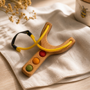Wooden Toy Slingshot with 3 Felt Balls
