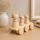 Wooden Pull Along Cat Family