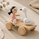 Wooden Pull Along Girl and Swan - Jasmine & Josephine