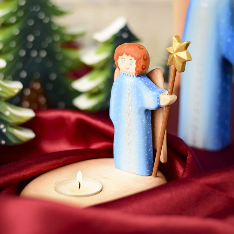 Wooden Angel With Candle Holder