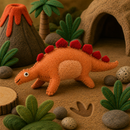 Felt Toy Dinosaur in a dinosaur themed play scene