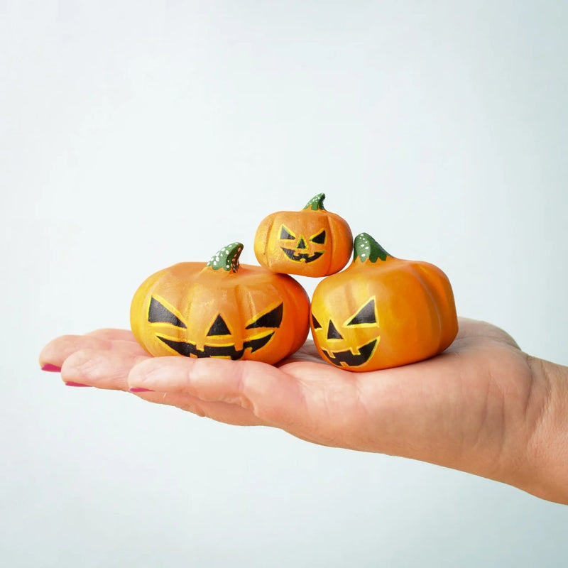 Wooden Halloween Pumpkins - Set of 3