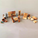 Wooden Dollhouse Furniture - 19 Piece 'Rose' Set