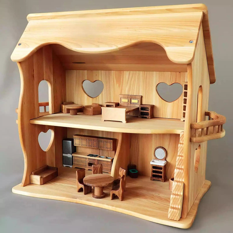 Handmade Wooden Dollhouse Furniture Wooden Childs Dolls House Pink