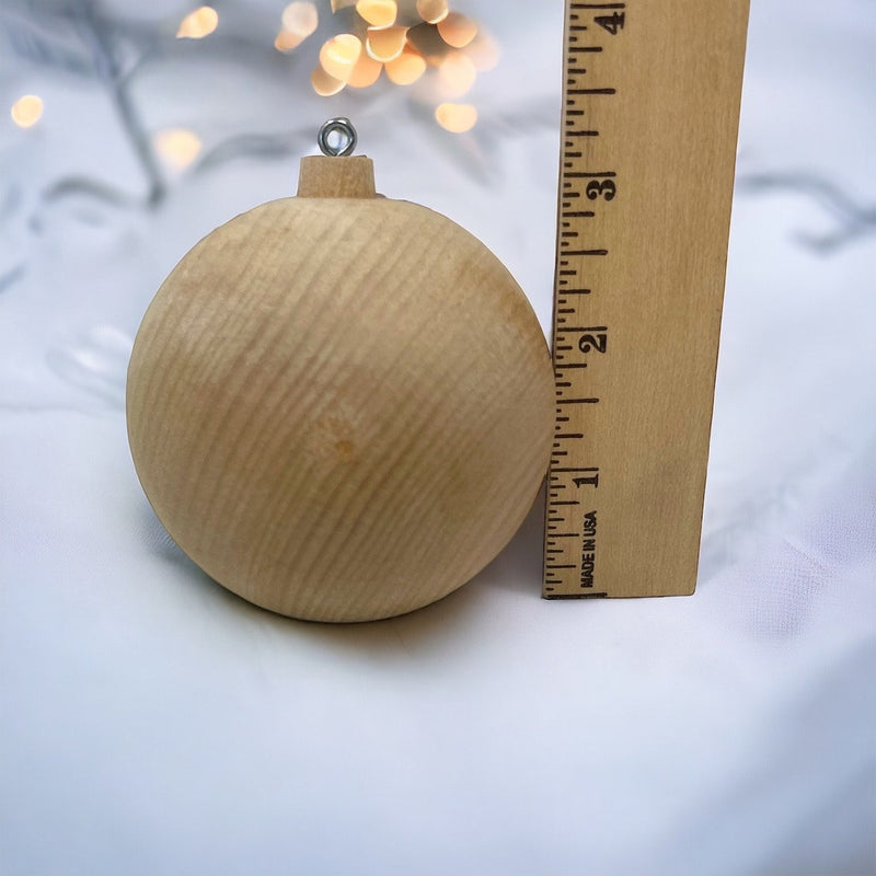 Wooden Christmas Ball Ornament (Arriving Early Nov)