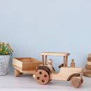 Large Wooden Tractor With Trailer