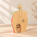Noelino Wooden Strawberry Fairy House, rear view showing the flat natural ash-wood back and fitted door.