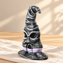 Noelino Wooden Witch Hat Fairy House, three-quarter side view with its door fitted.